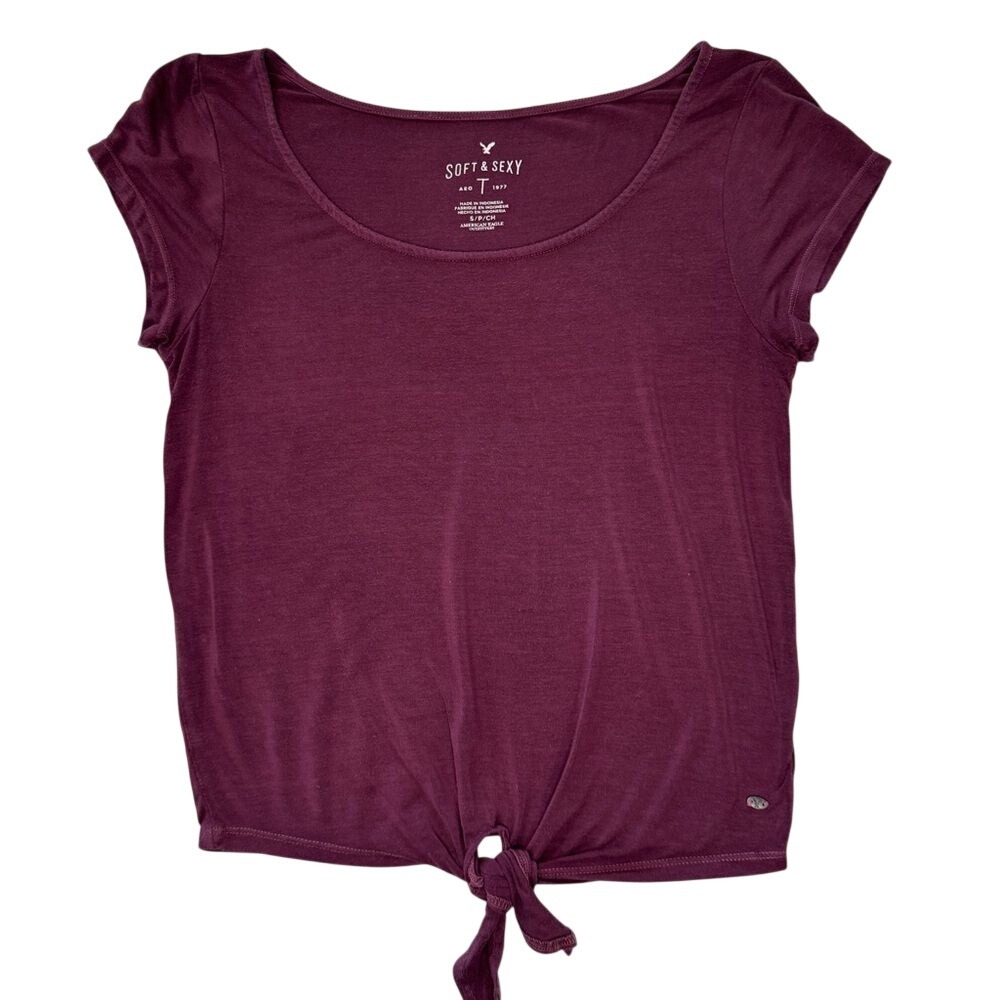 American Eagle‎ Soft & Sexy Tie Front T-shirt Small Top